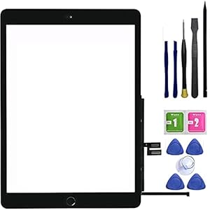 FeiyueTech for iPad 7 7th Gen/8 8th Gen 2019 2020 iPad 10.2″ Touch Screen Digitizer Replacement A2197 A2198 A2200 A2270 A2428 A2429 A2430 Front Glass Assembly with Home Button+Adhesive+Toolkit,Black
