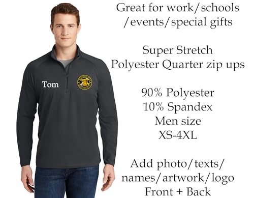 INK STITCH Men St850 Custom Printing Add Logo Image Texts Stretch Quarter Zip Up Pullover3