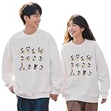 [YO!CHUSIS] [翌日配達]ディズニートレーナー ペアルック 親子服 カップル お揃い ミッキー ミニー 可愛い 長袖 トップスプルオーバー カジュアル ゆったり カットソー スウェット 綿 袖 男女兼用 グッズ 結婚記念日 プレゼント（ホワイト 120）