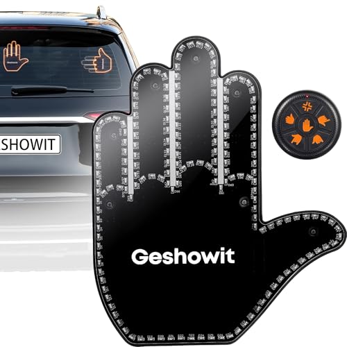 Geshowit LED Finger Light for Car with Remote LED Hand Gesture Light with 6 Signs for Car Window Funny Car LED Sign to Communicate with Drivers Car Accessories for Men and Women