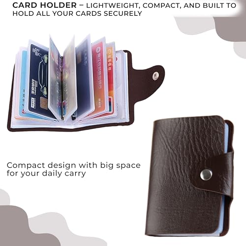Image of Kraptick Pocket Cards Holder - Compact Lightweight Wallet for Credit and Debit Cards, Multi-Functional Card Organizer, Durable Card Carrier with 16 Slots for Easy Access and Storage (Brown)