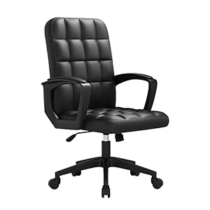 Future Warrior Leder Ergonomische Schreibtischstuhl-Bürostuhl, 360 ° Schwenk Mit Hoher Dichte, Höhepunkt, Höhe Einstellbarer Task-Stuhl, Verstellbarer Eitelkeitsstuhl Mit Armlehne (Schwarz - Premium)