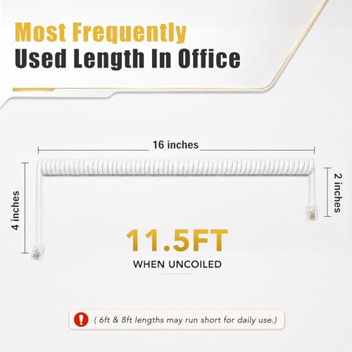 Image of Comtrue Phone Cords for Landline, 2-Pack, Telephone Handset Cords | White, Universally Compatible, Tangle-Resistant, Noise-free, Go-to Length, Ideal for office & home