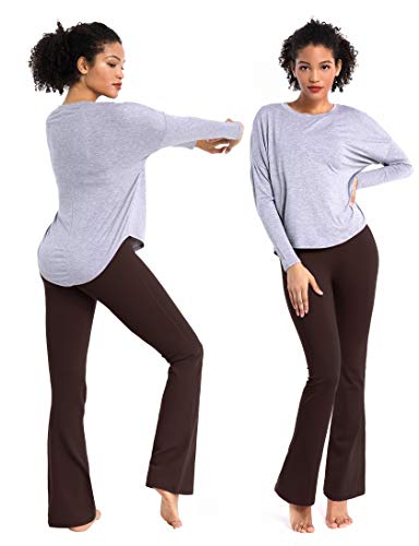 BUBBLELIME 29"/31"/33"/35" 4 Styles Women's Bootcut Yoga Pants Tummy Control - Basic Bootleg_Mohoganymaroon L_29" Inseam