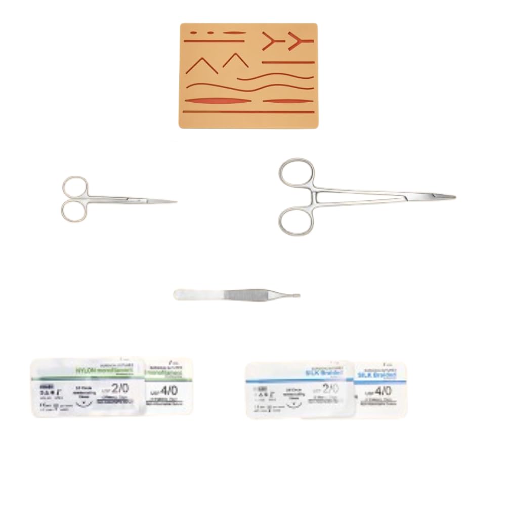 B-Arm Suture Practice Kit for with Suture Pad, 4 Threads(2 Nylon & 2 Silk) & 3 Dissection Tools | Suturing Pad Kit | Suture Kit for Medical & Vet Students – Ideal for Practice & Demonstration-image-40
