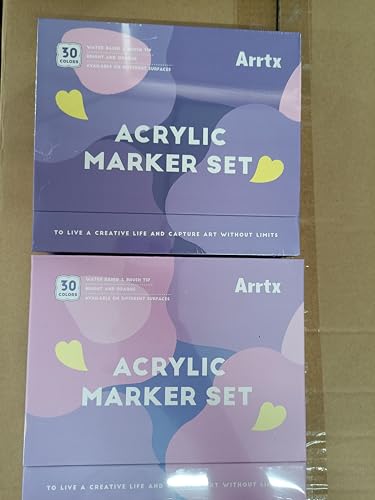 Arrtx アクリルペイントマーカー 60色 岩石絵付け用 極細ブラシ先端 耐水性 布・ガラス・木工DIY対応 無毒無臭