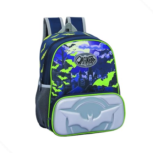 Mochila Bolsa Infantil Menino Masculina Escolar Colégio Costas Darkbat Morcego (Verde)