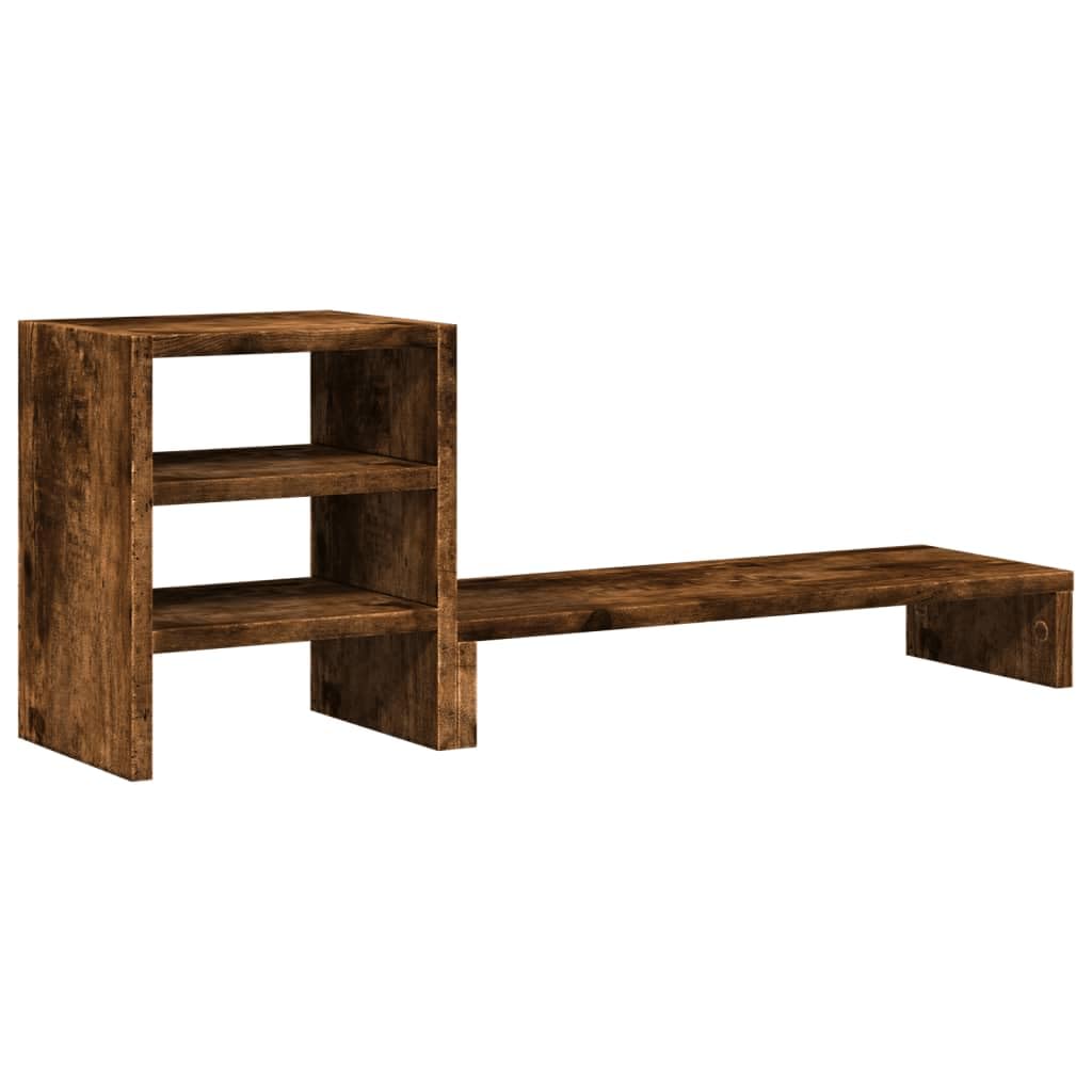 vidaXL Monitor Stand with Desk Organiser, Display Stand for Laptops, Computer Stand for Home Office, Monitor Stand Riser, Smoked Oak Engineered Wood