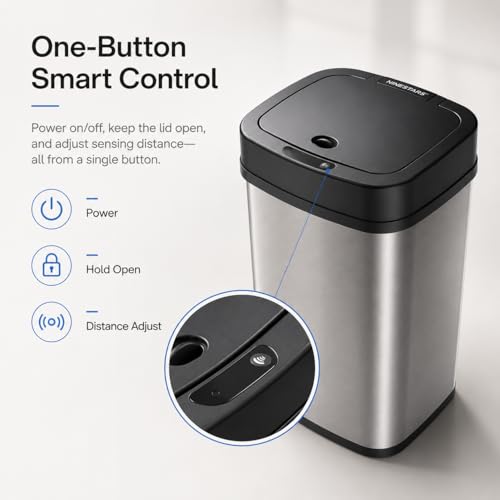 Bote de basura rectangular de acero inoxidable 12 L con sensor miniatura 3