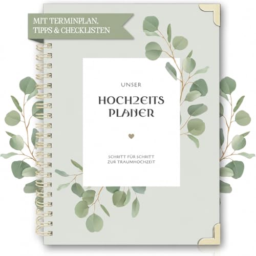 BIROYAL Hochzeitsplaner Deutsch für den großen Tag 160 Seiten Wedding Planner mit Terminplan Checklisten Zeitplan und Tipps Hochzeit Buch mit Kalender Tolles Geschenk zur Verlobung - DIN A4
