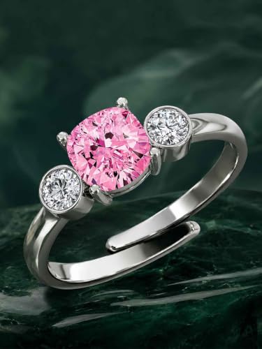 Image of Clara 925 Sterling Silver Minimal Daily Wear Adjustable Ring for Women | Gift for Birthday Anniversary | Platinum Plated | Swiss Zirconia