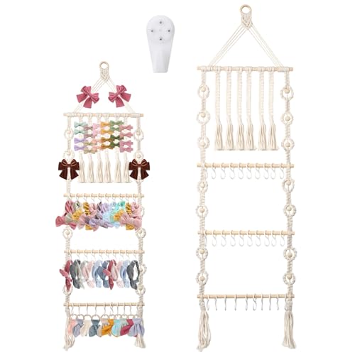 La mejor selección de Moños y cintas los mejores 10. 46 Organizador Colgante para Moños y Cintas para el Cabello, Estante con 30 Ganchos, para Guardar Accesorios de Niñas, Porta Moños, Armario y Puerta de Habitación