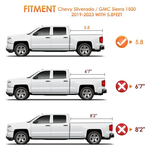Image of Nilight Soft Roll-Up Tonneau Cover for 2019-2026 Chevy Silverado 1500 & GMC Sierra 1500 5.8ft Bed, Waterproof Truck Bed Cover
