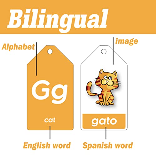 Bilingual Spanish English Flash Cards For Kids 5 Themes Alphabet Color Number Shape First Words 84 Cards Gift Pack #TOP1