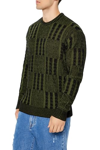 Forever 21 Mens Checkered Cable Knit Sweater4