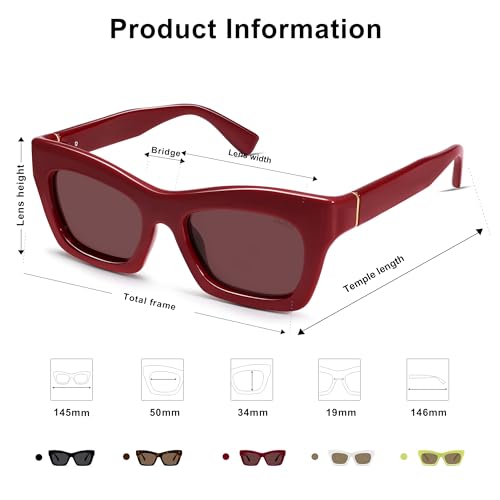SOJOS Trendy Cat Eye Polarized Sunglasses for Women Men Retro Chunky Designer Sunnies SJ23394