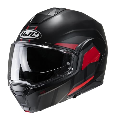 HJC I100 Beis Flip Front Motorcycle Helmet Modular Flip Up Scooter Moped Lid Red (M)