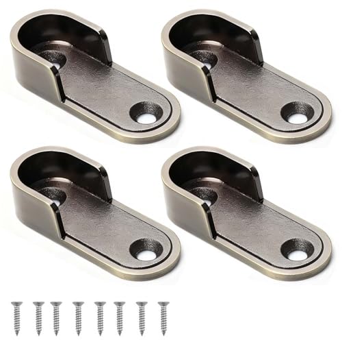 4 soportes for riel de armario, aleación zinc, color champán, negro, dorado y plateado, for colgar ropa (dorado)(Gold)