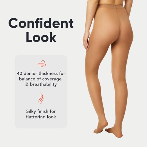 Fm London 5-Pack Tights For Women - Comfortable Women's Tights With Stretch Fit Design - 40 Denier - Available In Black, Nude & Navy Colours - Soft And Durable Construction For All Occasions - 3