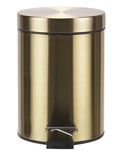 Made of Metal 3 Litre Pedal Bin-Gold Ideal for Kitchen & Bathroom easily use