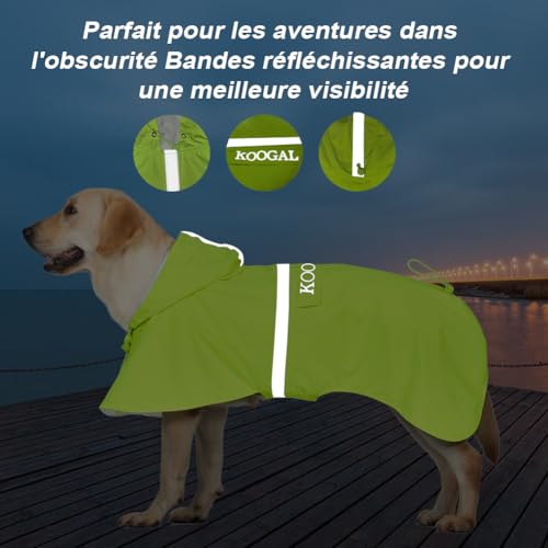 Impermeable chien grande taille vert pour éviter odeurs et humidité 5XL
