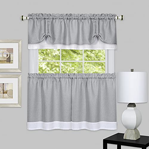Ergode Darcy Window Curtain Tier and Valance - Elegant Textured Design - Easy Install