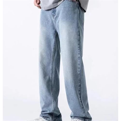 Men's Spring Fall Jeans – Straight Loose Wide-Leg Denim Pants, Cotton Elastic Waist Casual Streetwear2