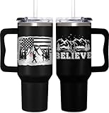 Bigfoot Gifts for Dad, Kids, Men and Women - 40oz Tumbler with Handle - Cool Big foot Gifts for Cryptid Lovers - Sasquatch Gift, Outdoor Adventure Mug for Camping Enthusiast, Hikers & Nature Lovers
