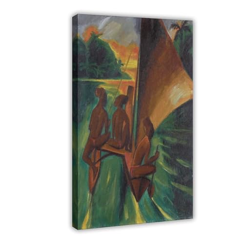 Poster In The Canoe de Pechstein impression sur toile avec cadre suspendu 61x91 cm