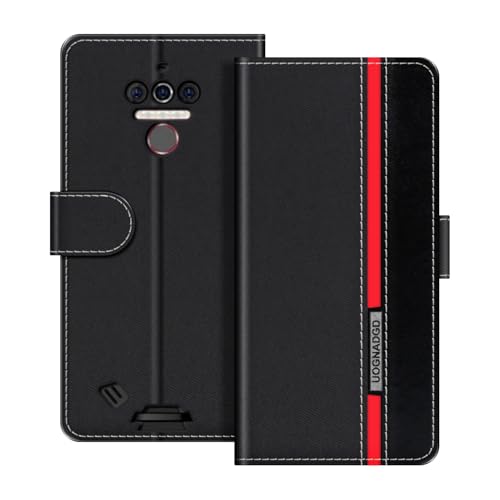 UOGNADGD Lederhülle Kompatibel mit Oukitel WP5 Klappbares Portemonnaie-Hülle mit Magnetverschluss Ständer & Kartenfächern stoßfestem Schutz (Schwarz)