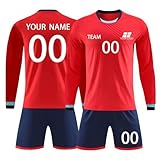 Genérico Equipacion Portero Niño Adulto Personalizada Conjunto Camiseta Portero Futbol Hombre con su Nombre Número Equipo Número Camiseta de Portero Personalizada para Hombre/Niño