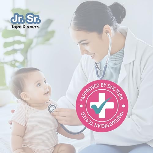 Image of Jr. Sr. Baby Tape Style Diaper | Adjustable Fit For Babies | Small (S) Size (3-8 kg), 64 Count | Pack of 1 | Upto 12 hr Absorption with Advanced Leak Protection | Soft & Comfy