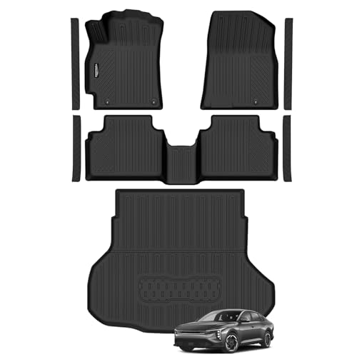 Tongama-Floor Mats for 2025 2026 Kia K4 Sedan All Weather TPE Floor Liners & Trunk Mat & Door Sill Guards for Kia K4 Sedan Waterproof Interior Accessories