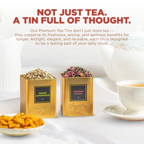 Image of CHAYAM Tea Retreat Value Tea Gift Box | Wellness Tea Gift Set | Kashmiri Kahwa 50g & Ginger Lemongrass 50g | Perfect for Gifting & Celebrations