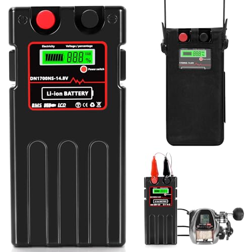 14000mAh 14.8V Electric Reel Battery High-Performance Battery for Electric Fishing Reels,High-Density Lithium Battery,Built-in Chip Multi-Protection System,High-Strength Aluminum Alloy Casing,LCD