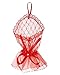 PENTA ANGEL Bow Lace Gloves Rhinestone Fingerless Mesh Sheer Net Gloves with Finger Loop for Women Wedding Halloween Costume (Red, Short)