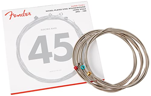 Fender 7250 Bass Strings, Nickel Plated Steel Roundwound, Long Scale, 7250Ml .045-.100 #TOP1