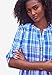 ellos Women's Plus Size Striped Henley Tunic Oversized Long Top Wear with Leggings - 1X, Ultramarine Stripe