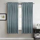 Picture of StangH Stone Blue Velvet Curtains - Thermal Insulated Blue Home Decoration Kids Room Privacy Protect Noise Reducing Window Curtain Panels for Bathroom/Bay Window, W52 x L63, 2 Panels