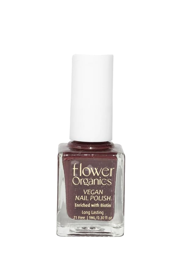 Flower Organics Vegan Nail Polish – Brownie | Warm Chocolate Brown Shade | Biotin-Enriched & Long-Lasting | 9ml-image-15