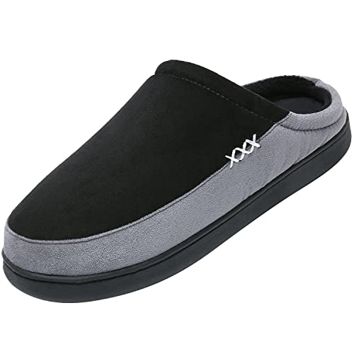 Mshansha Mujer Zapatillas de Casa Comodos Pantuflas para Hombre Invierno Espuma de Memoria Invierno Pantufla Antideslizantes, Negro Oscuro 42