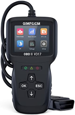 GIMFOOM V317 OBD2 Scanner, Professional Car Code Reader, Automotive Engine Fault Diagnostic Scan Tool, Car Scanner with O2 Sensor Freeze Frame I/M Readiness Battery Test, Applies to All OBD II Cars