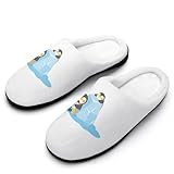 [ZKCASA] スリッパ かき氷を食べるペンギン ルームシューズ おしゃれ 室内 来客用 防寒 室内履き 暖かい 洗える 滑り止め 男女兼用 オールシーズン用 11-12（42-43）