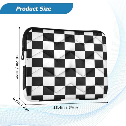 Funda para laptop 15-16 pulgadas con diseño cuadriculado blanco y negro miniatura 3