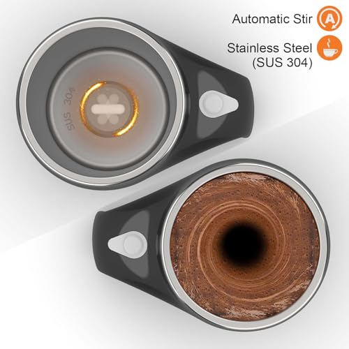 Image of CYANLUX Self Stirring Coffee Mug, Automatic Magnetic Stirring Coffee Mug, Rechargeable Stainless Steel Electric Mixing Cup with Lid for Coffee Milk Tea (Black)