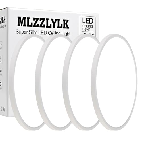 4PK 15.8 inch LED Flush Mount Ceiling Light Fixture 36W Super Slim LED Ceiling Light 3600LM 3000K/4000K/6000K CCT Selectable Close to Ceiling Round Flat Panel light for Bedroom Kitchen Hallway