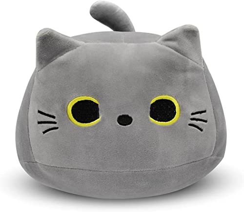 Image of 3D Grey Cat Plush Toy Pillow, Cute Animal Cat-Shaped Stuffed Pillow Cushion Great Gifts /Gifted for Birthday, Valentine's Day, Christmas to Give Girlfriend，Children and Kids