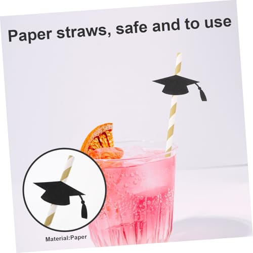 Pitillos de papel negro para graduación 12 pcs miniatura 5