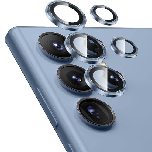 Image of LOXXO Camera Lens Protector for Samsung Galaxy S23 Ultra 5G 6.8-Inch, 9H Tempered Glass Metal Individual Ring Cover, Easy Installation Tray, HD Clear, Set of 5 (BLUE LENS)