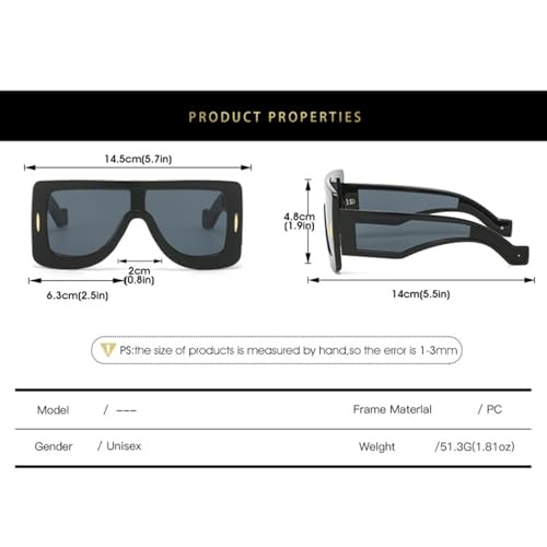Lunettes de soleil luxe monture large punk chic UV400